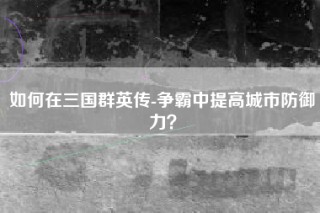 如何在三国群英传-争霸中提高城市防御力？