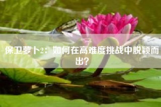 保卫萝卜2：如何在高难度挑战中脱颖而出？