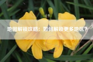 地图解锁攻略：如何解锁更多地区？