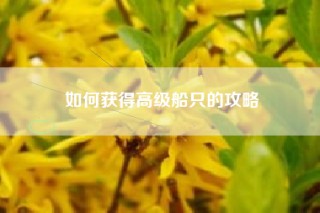 如何获得高级船只的攻略