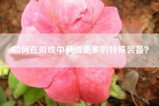 如何在游戏中获得更多的特殊装备？
