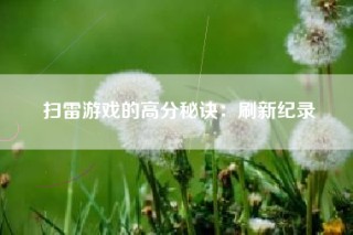 扫雷游戏的高分秘诀：刷新纪录