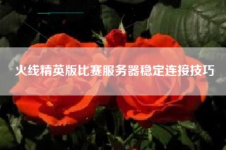 火线精英版比赛服务器稳定连接技巧