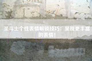 圣斗士个性表情解锁技巧：呈现更丰富的表情！