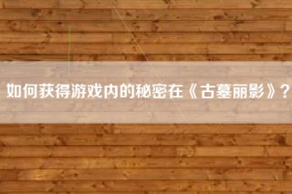 如何获得游戏内的秘密在《古墓丽影》？