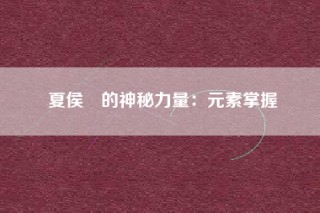 夏侯惇的神秘力量：元素掌握