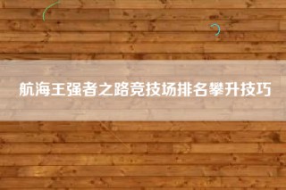 航海王强者之路竞技场排名攀升技巧