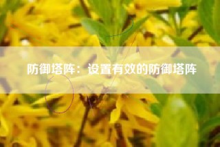 防御塔阵：设置有效的防御塔阵