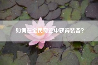如何在全民奇迹中获得装备？