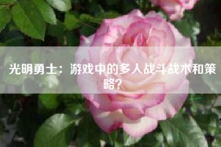 光明勇士：游戏中的多人战斗战术和策略？