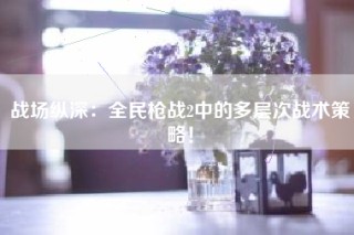 战场纵深：全民枪战2中的多层次战术策略！