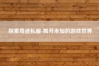 探索奇迹私服-揭开未知的游戏世界