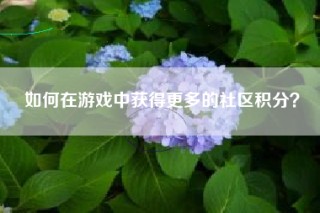 如何在游戏中获得更多的社区积分？