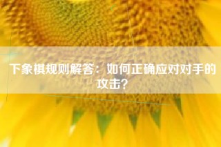 下象棋规则解答：如何正确应对对手的攻击？