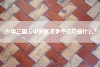 少年三国志中的资源争夺技巧是什么？