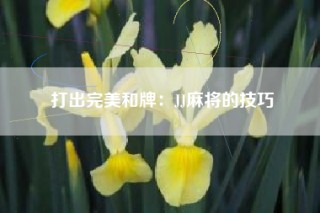 打出完美和牌：JJ麻将的技巧