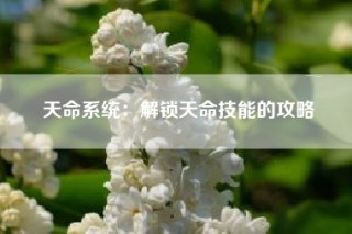 天命系统：解锁天命技能的攻略