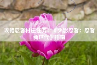 攻略忍者村庄任务：《火影忍者：忍者新世代》指南