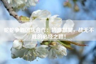 蛇蛇争霸团队合作：协作默契，战无不胜的必经之路！