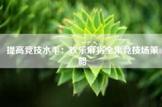 提高竞技水平：欢乐麻将全集竞技场策略