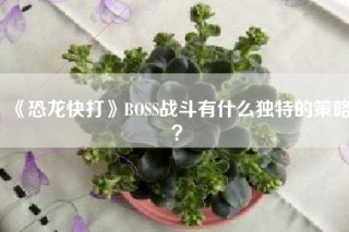 《恐龙快打》BOSS战斗有什么独特的策略？