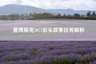 赛博朋克2077街头故事任务解析