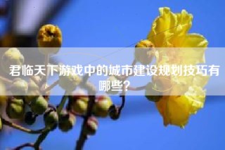 君临天下游戏中的城市建设规划技巧有哪些？