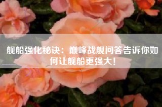 舰船强化秘诀：巅峰战舰问答告诉你如何让舰船更强大！