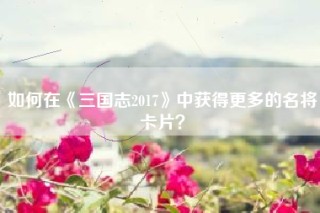 如何在《三国志2017》中获得更多的名将卡片？