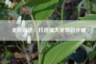 全民奇迹：打造强大坐骑的步骤