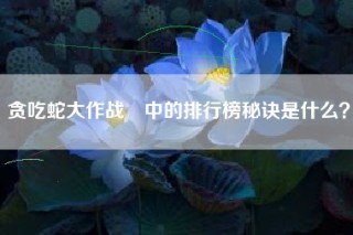 贪吃蛇大作战®中的排行榜秘诀是什么？