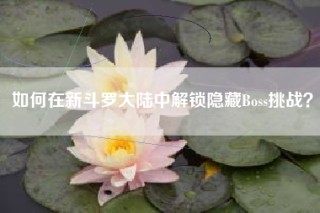 如何在新斗罗大陆中解锁隐藏Boss挑战？