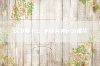 保卫萝卜2：克服各种环境挑战