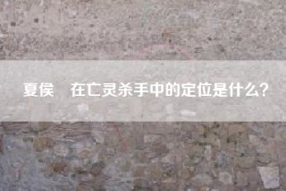 夏侯惇在亡灵杀手中的定位是什么？
