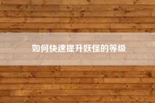 如何快速提升妖怪的等级
