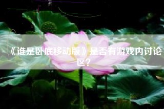 《谁是卧底移动版》是否有游戏内讨论区？