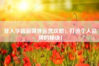 非人学园新媒体运营攻略：打造个人品牌的秘诀！
