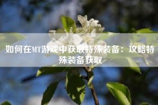 如何在MT游戏中获取特殊装备：攻略特殊装备获取