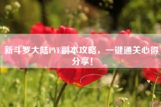 新斗罗大陆PVE副本攻略，一键通关心得分享！