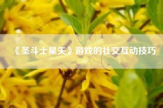 《圣斗士星矢》游戏的社交互动技巧