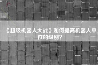 《超级机器人大战》如何提高机器人单位的级别？