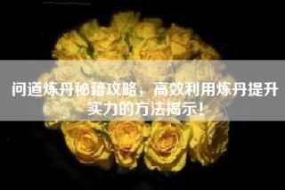 问道炼丹秘籍攻略，高效利用炼丹提升实力的方法揭示！
