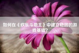 如何在《欢乐斗地主》中建立稳固的游戏基础？