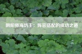 阴阳师海坊主：阵容搭配的成功之道