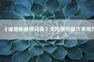 《谁是卧底移动版》支持哪些操作系统？