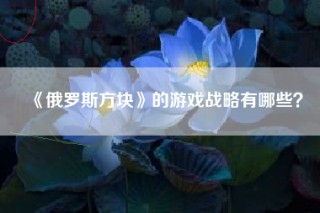 《俄罗斯方块》的游戏战略有哪些？