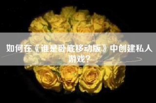 如何在《谁是卧底移动版》中创建私人游戏？