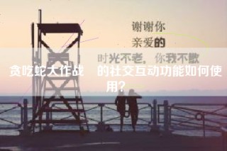 贪吃蛇大作战®的社交互动功能如何使用？
