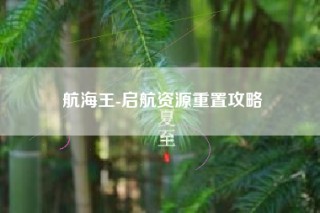航海王-启航资源重置攻略