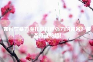 如何在暴力魔托中打造强力的装备？装备打造秘籍！